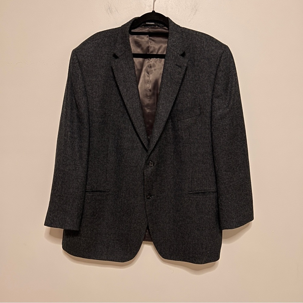 Lauren Ralph Lauren 50R Wool Blazer Slim 2 Button Closure Black Grey Check